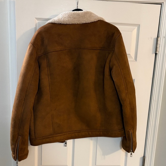 Zara Tan Sherpa-lined Bomber Jacket - Picture 6 of 6